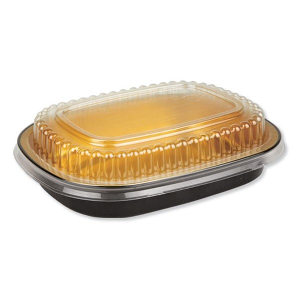 Durable Packaging 23 oz Aluminum Closeable Containers; Black & Gold - 100 per Pack 9331PT100